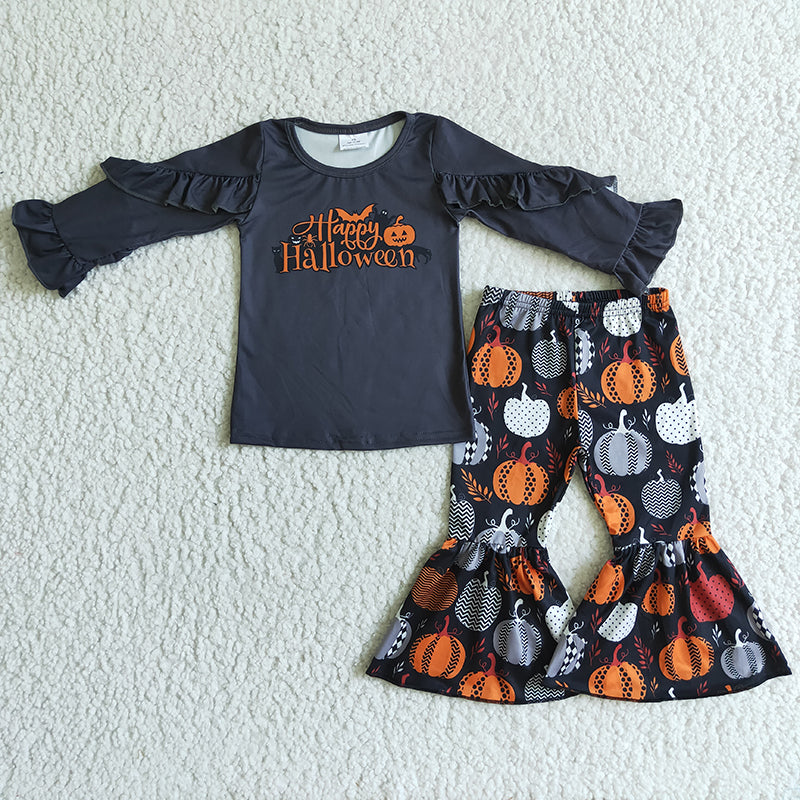 GLP0178 Happy Halloween Baby Girl Pumpkin Outfit