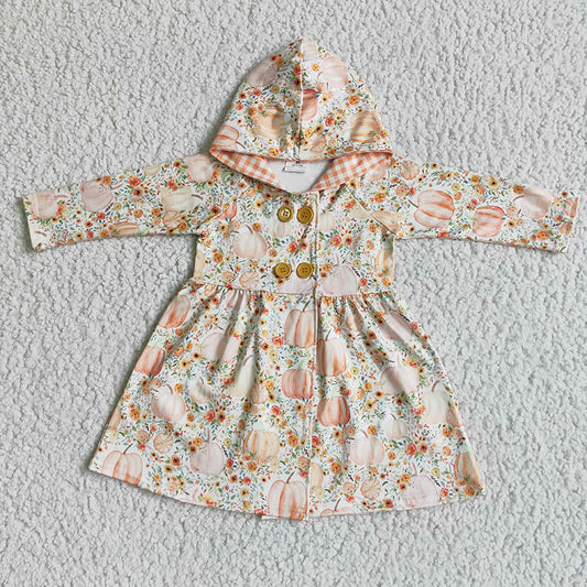 GT0008 Baby Girl Pumpkin Hoodie Dress