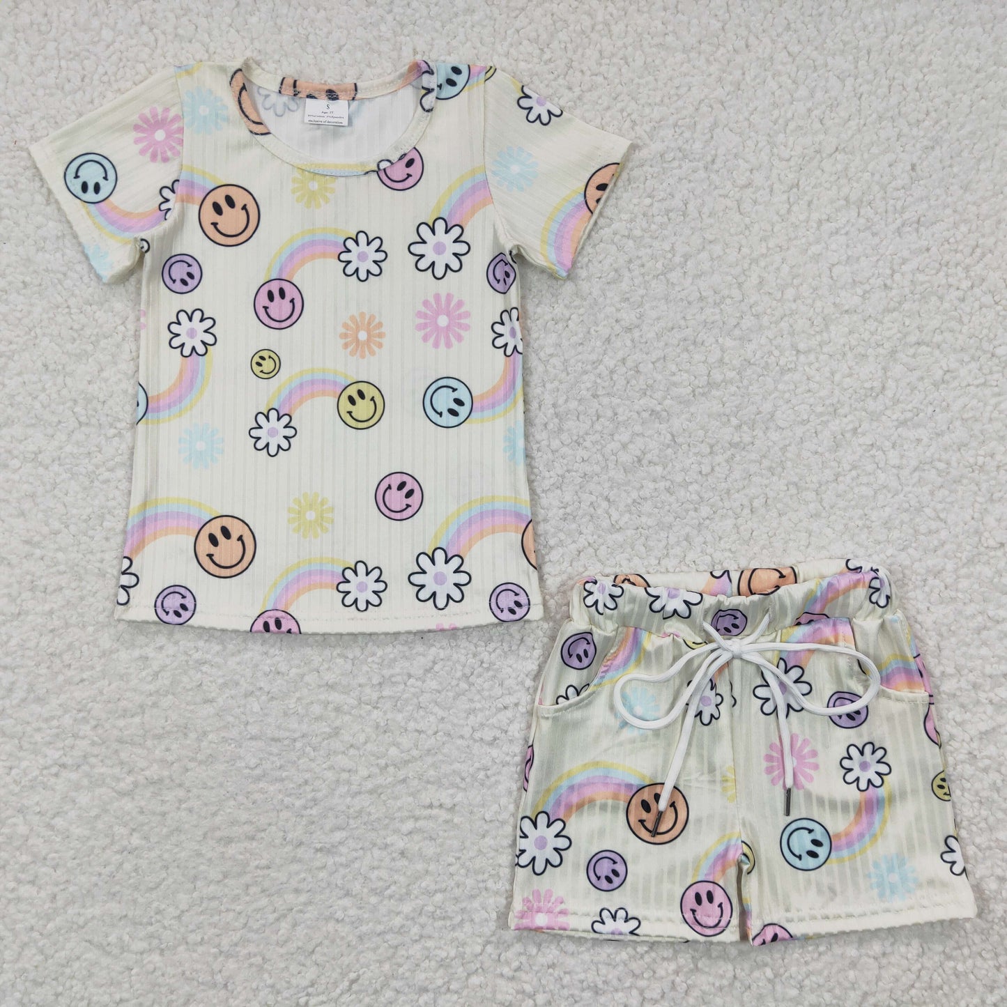 GSSO0229 Baby Girl Summer Floral Shorts Outfit Pajamas