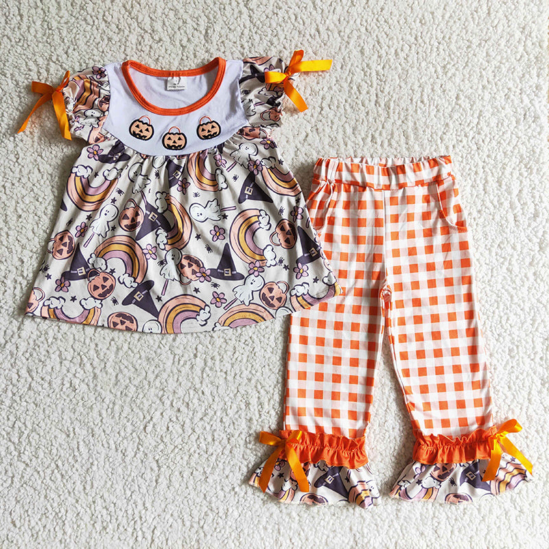 GSPO0176 Baby Girl Embroidery Pumpkin Outfit