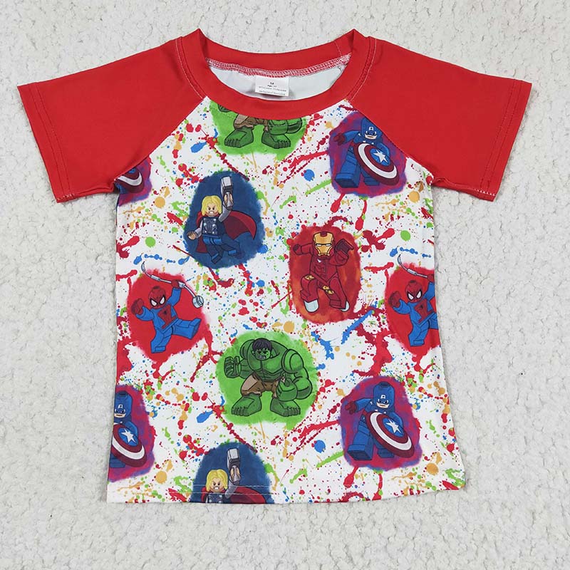 BT0139 Baby Boy Cartoon Summer Short Sleeves Shirt