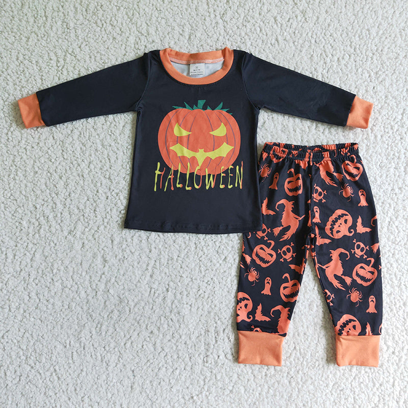 BLP0014 Baby Boy Halloween Pumpkin Pants Outfit Pajamas