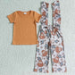 GSPO0096 Baby Girl Western Cow Overalls Pants Outfit