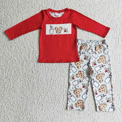 Promotion Baby Boy Christmas Cookie Milk Outfit Pajamas