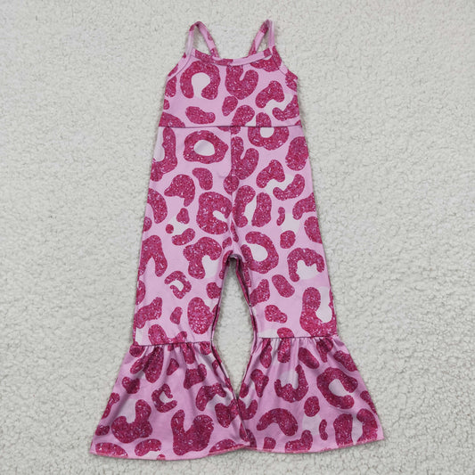 SR0216 Baby Girl Summer Pink Leopard Jumpsuit