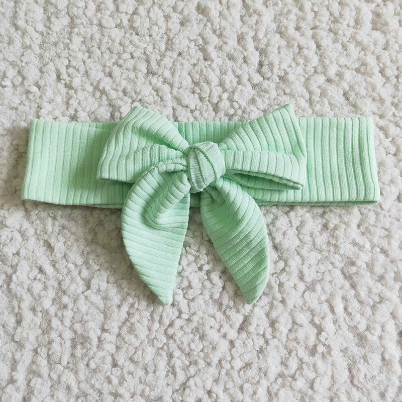 GBO0056 Baby Girl Green Cotton + Headband Bummies Outfit