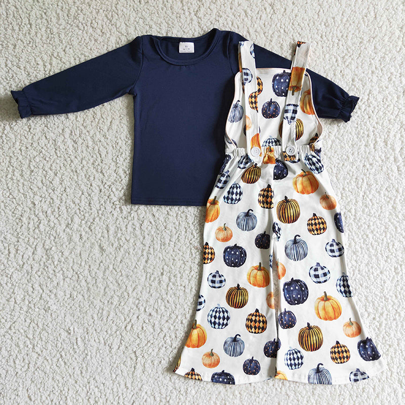 GLP0183 Baby Girl Pumpkin Overall Outfit