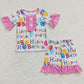 GSSO0198 Summer Baby Girl Short Sleeves Birthday Shirt Shorts Outfit Pajamas
