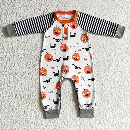 LR0140 Baby Boy Halloween Pumpkin Romper