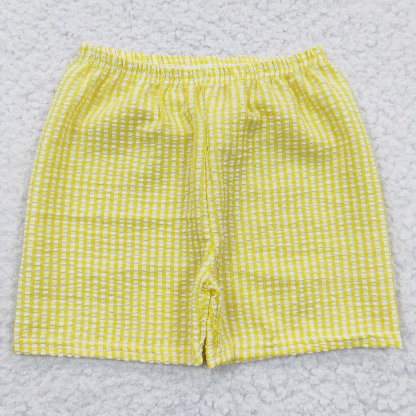 SS0077 Baby Boy Yellow Plaid Seersucker Shorts