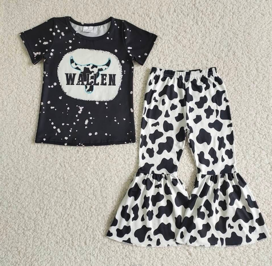 Baby Girl Singer Cow Print Bell Pants Music Outfit