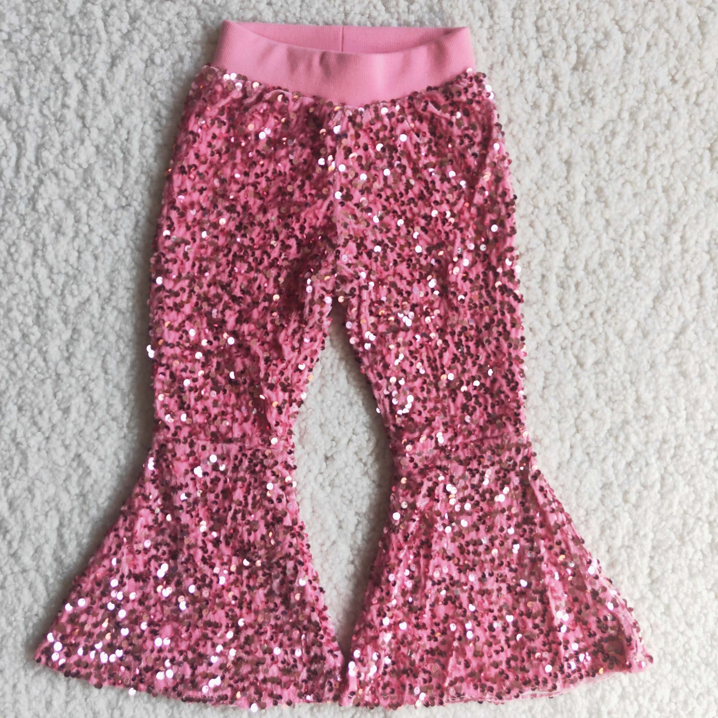 Baby Girl Pink Glitter Sequins With Lining Bell Pants