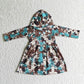 GT0027 Baby Girl Western Cow Hoodie Dress Coat
