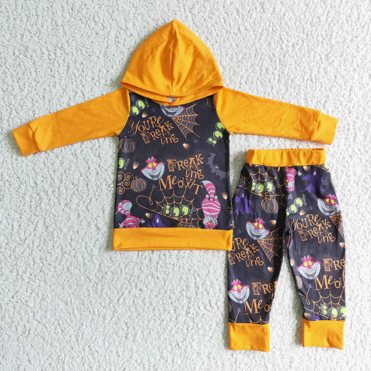 Promotion Baby Boy Halloween Cat Hoodie Outfit