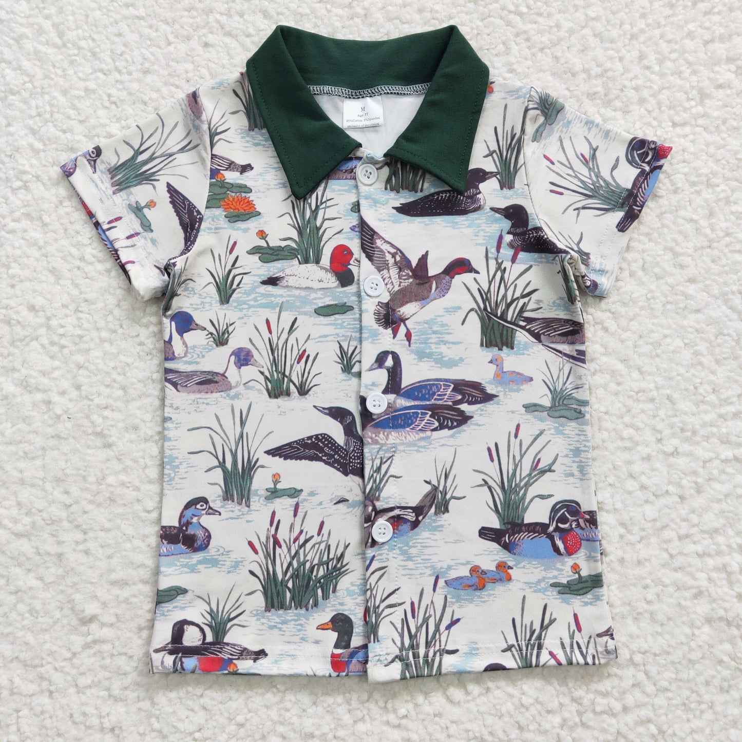 BT0159 Baby Boy Duck Summer Short Sleeves Button Up Shirt