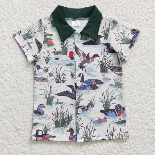 BT0159 Baby Boy Duck Summer Short Sleeves Button Up Shirt
