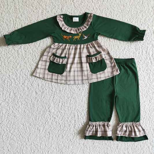 GLP0162 Embroidered Christmas Pocket Baby Girl Set