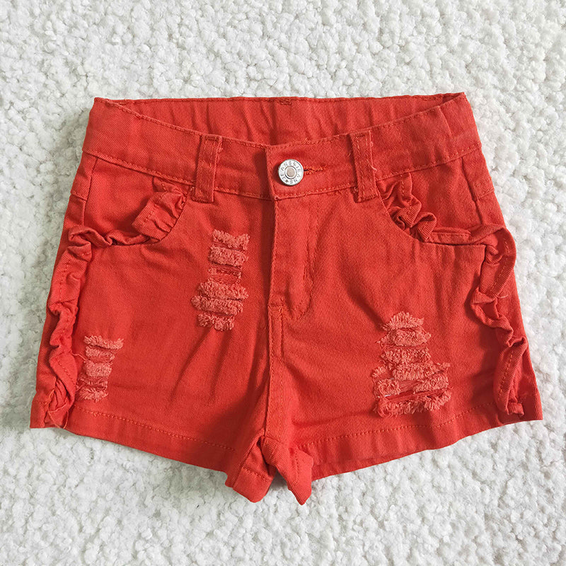 SS0010 Summer Baby Girl Watermelon Red Denim Shorts