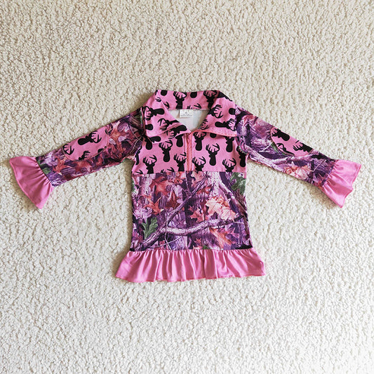 GT0056 Baby Girl Pink Camo Zip Cardigan