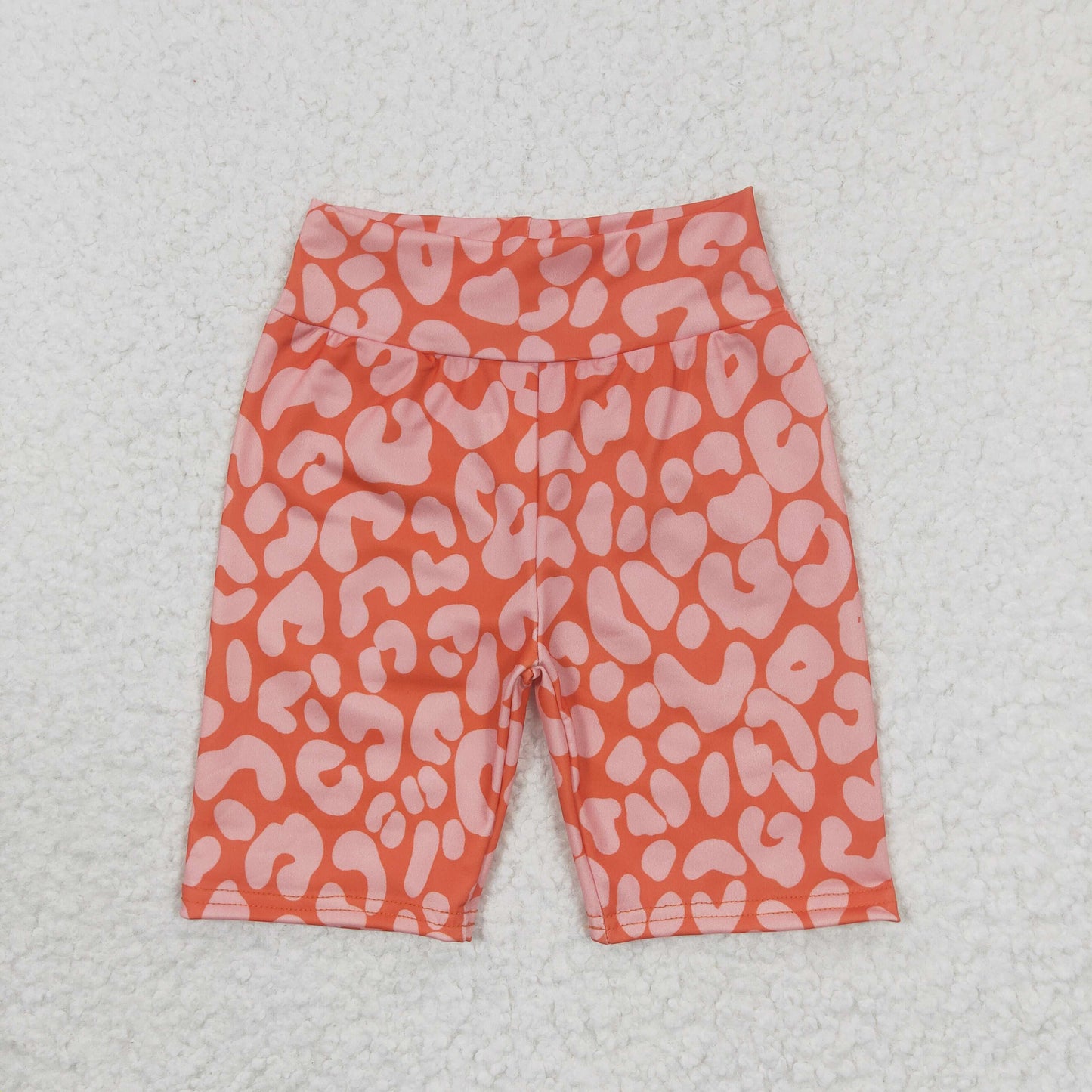 SS0035 Baby Girl Orange Leopard Biking Summer Shorts