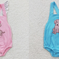 SR0303 Baby Girl Boy Embroidery Dog Short Sleeves Matching Summer Romper