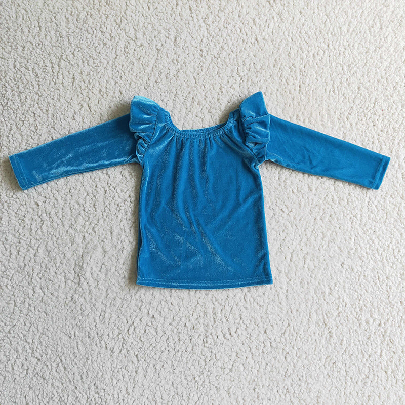 GT0064 Baby Girl Blue Velvet Shirt