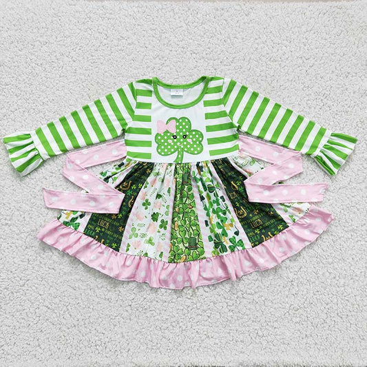 6 A23-11 Baby Girl St Patrick Long Sleeves Twirl Dress