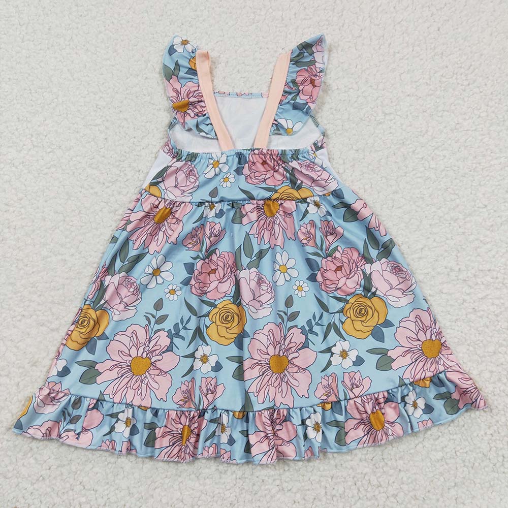 GSD0315 Embroidery Mama's Girl School Short Sleeves Floral Dress