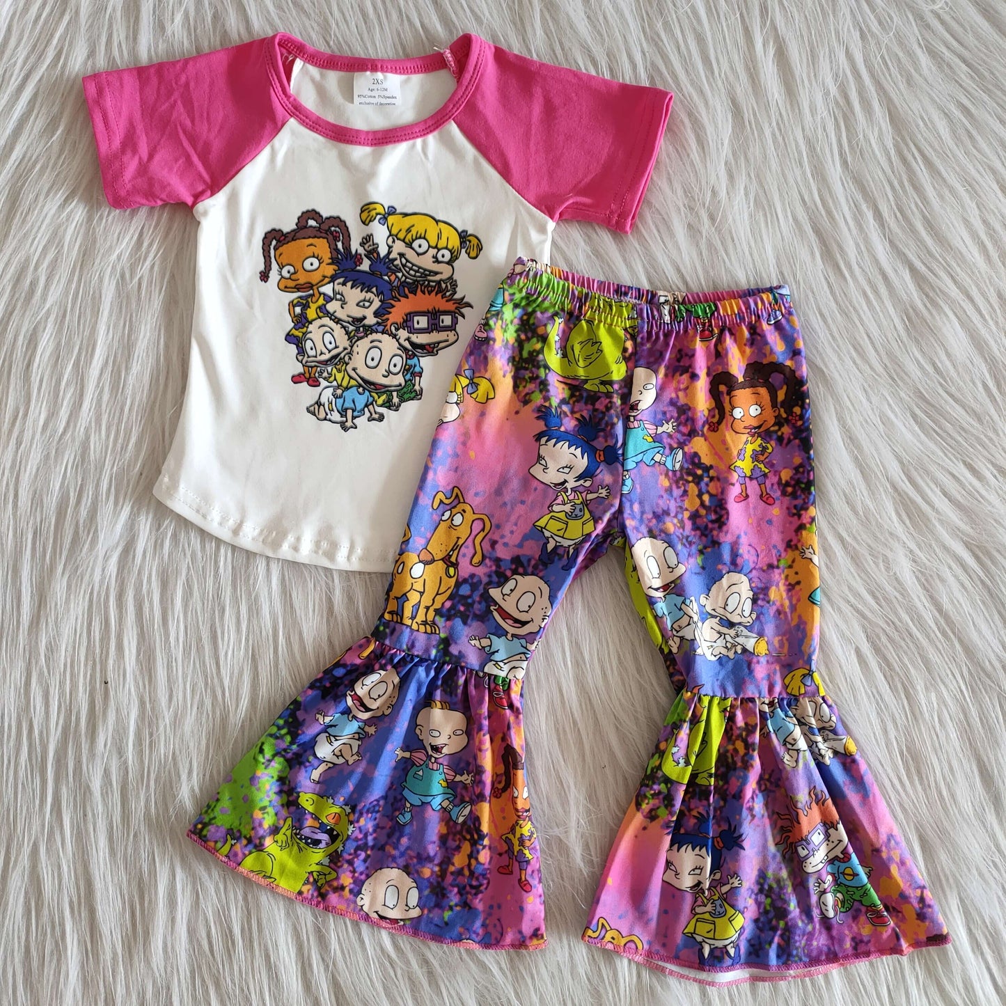 Baby Girl Purple Cartoon Bell Pants Set