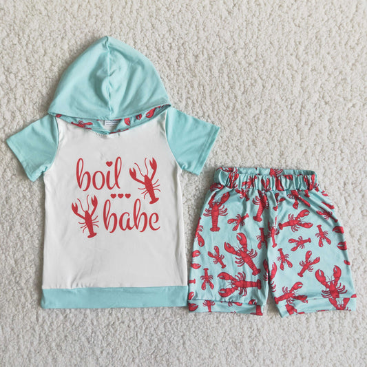 Baby Boy Boil Babe Hoodie Crawfish Summer Shorts Outfit