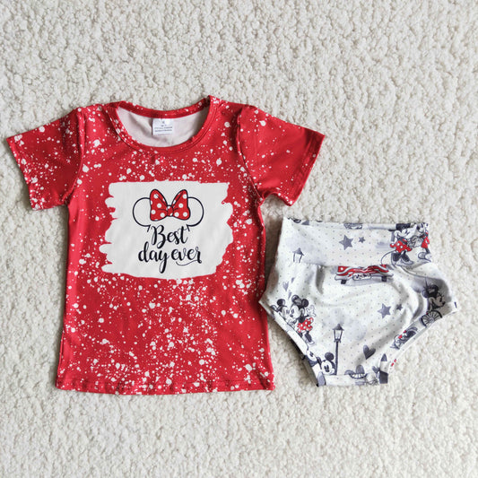 A3-1 Baby Girl Red Bummies Outfit