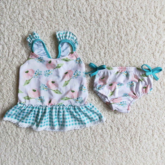 C11-1 Flower Plaid Summer Swimsuit Outfit