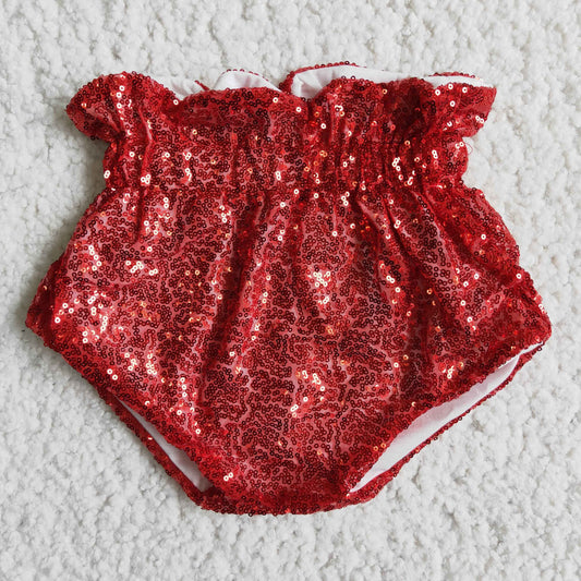 Baby Boy Girl Red Glitter Sequins Bummies With Lining Shorts