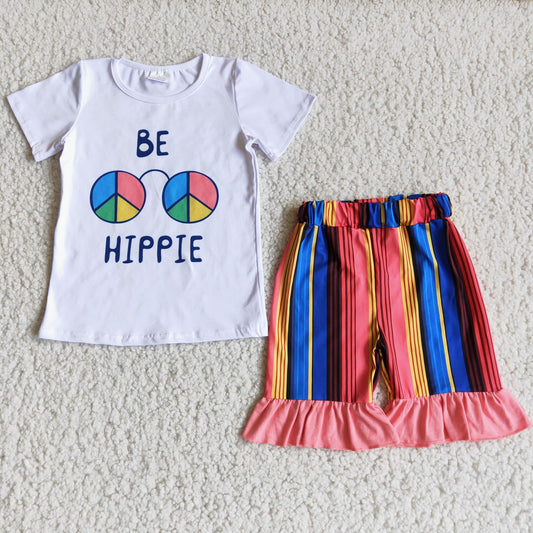 Baby Girl Summer Colorful Stripe Shorts Outfit