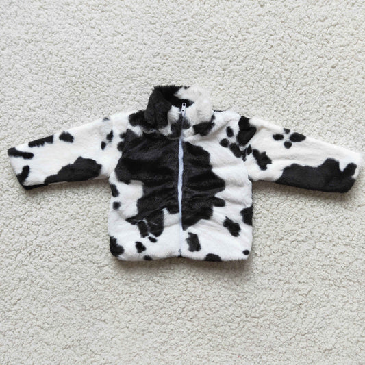 6 B0-19 Zippered Overcoat Plush Cow Color Velour Coat