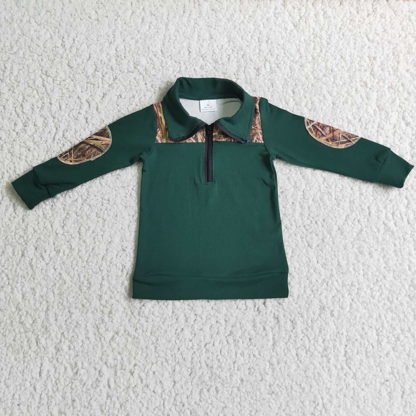 Baby Boy Green Long Sleeve Zipper Shirt
