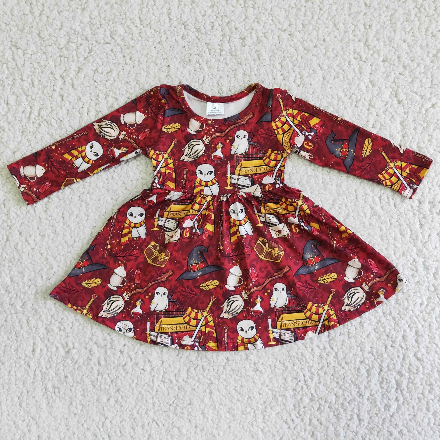 Promotion 6 A6-4 Baby Girl Summer Red Long Sleeve Twirl Dress