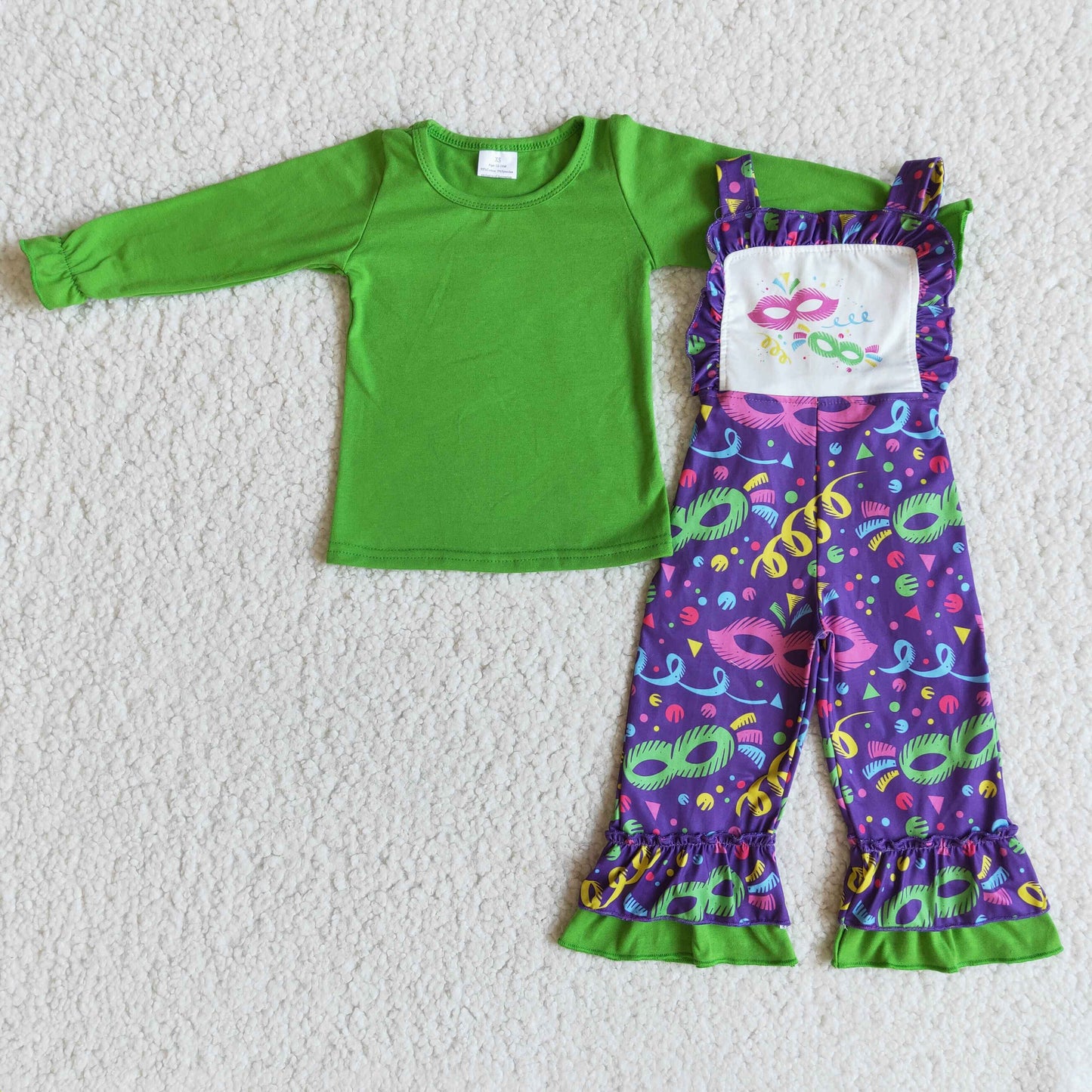 Mardi Gras Baby Girl Overall Pants Set