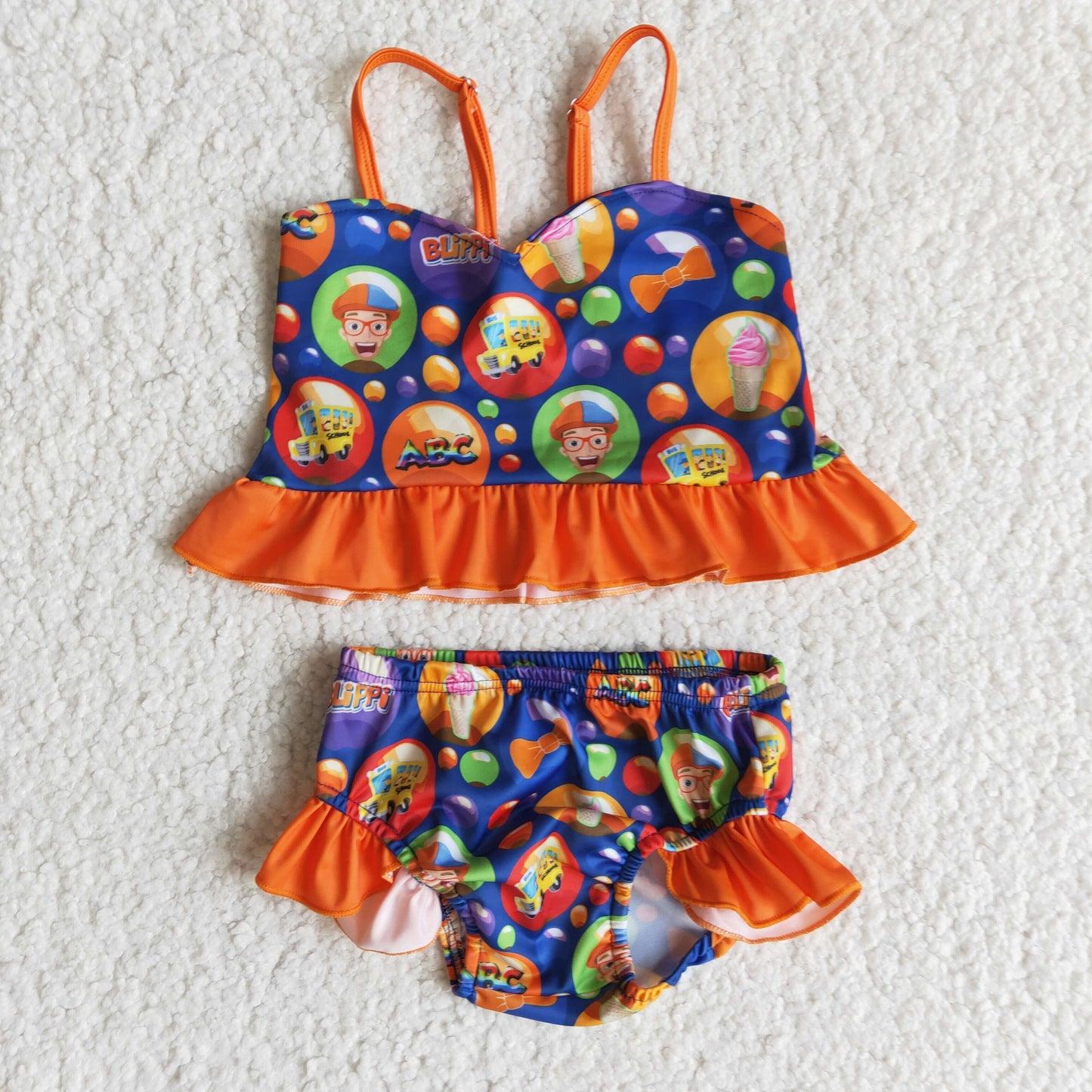 E11-30 Orange Summer Swim Suit Outfit
