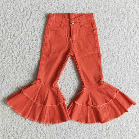 Baby Girls Denim Double Ruffle Watermelon Red Jeans