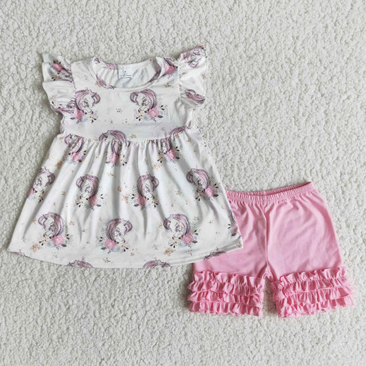 Baby Girl Summer Unicorn Pink Shorts Outfit