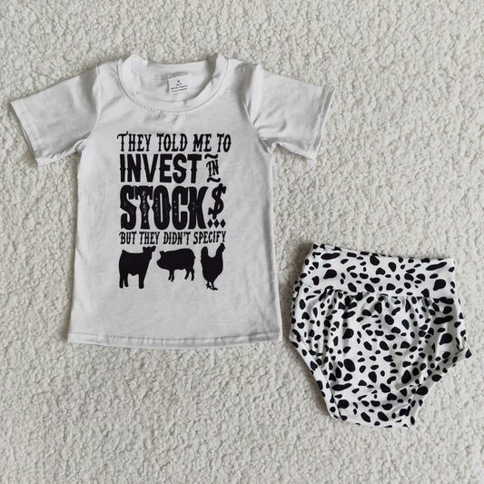 Baby Girl Farm Animals Bummies Outfit