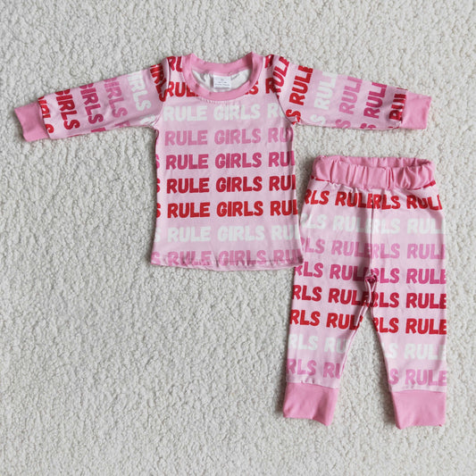 Baby Girls Letter Pink Pajamas