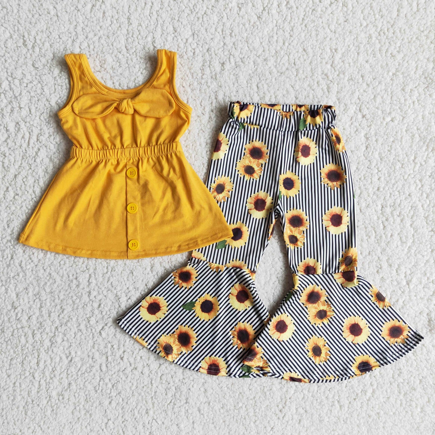 C16-4 Baby Girls Yellow Sunflower Bell Set