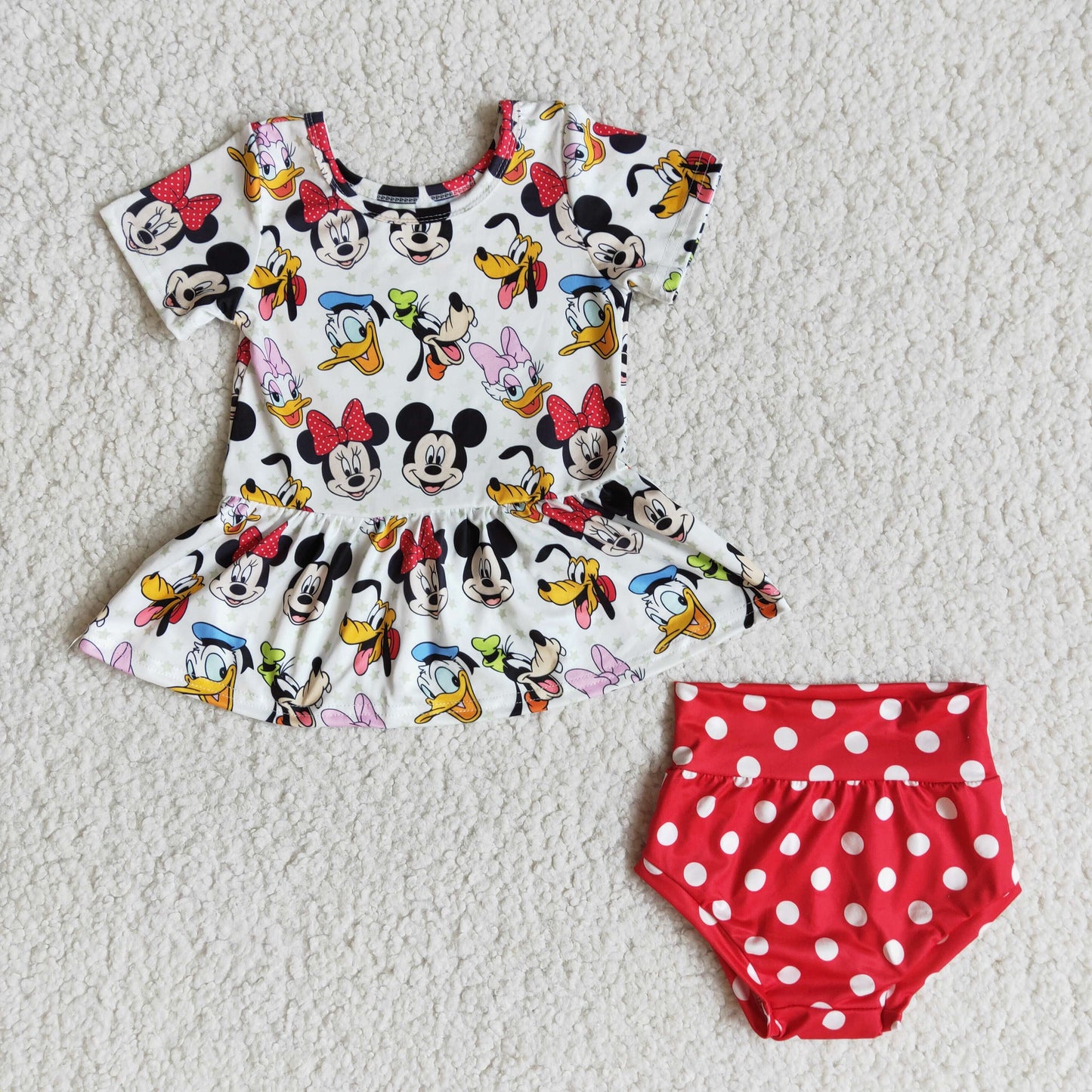 B5-10 Baby Girl Bummies Red Dots Outfit