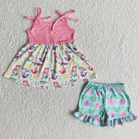 Baby Girl Summer Mermaid Shorts Outfit