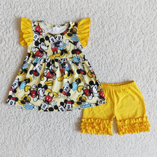 Baby Girl Summer Yellow Ruffle Shorts Set