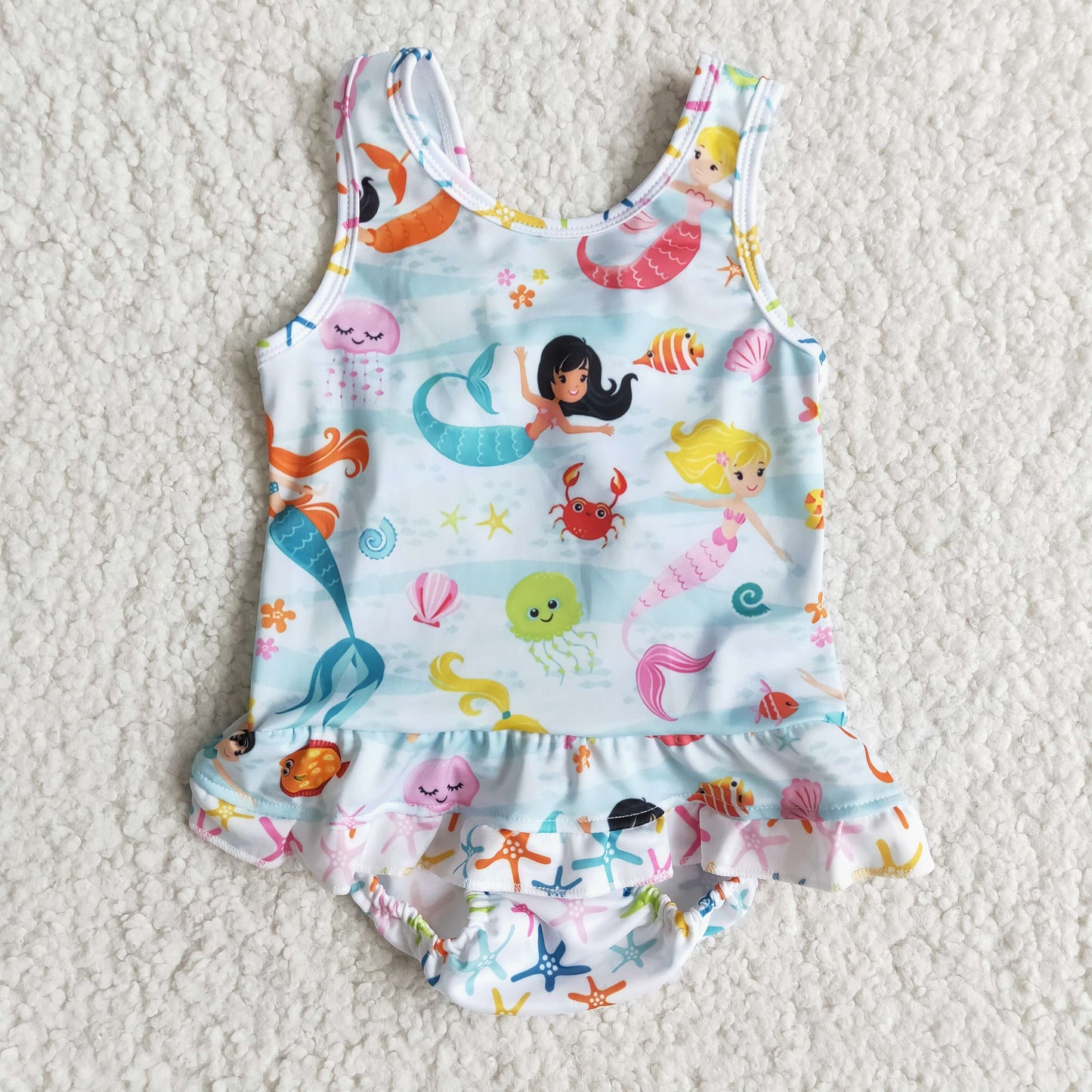 B0-20 RuffleButts One Piece Mermaid Swimsuit