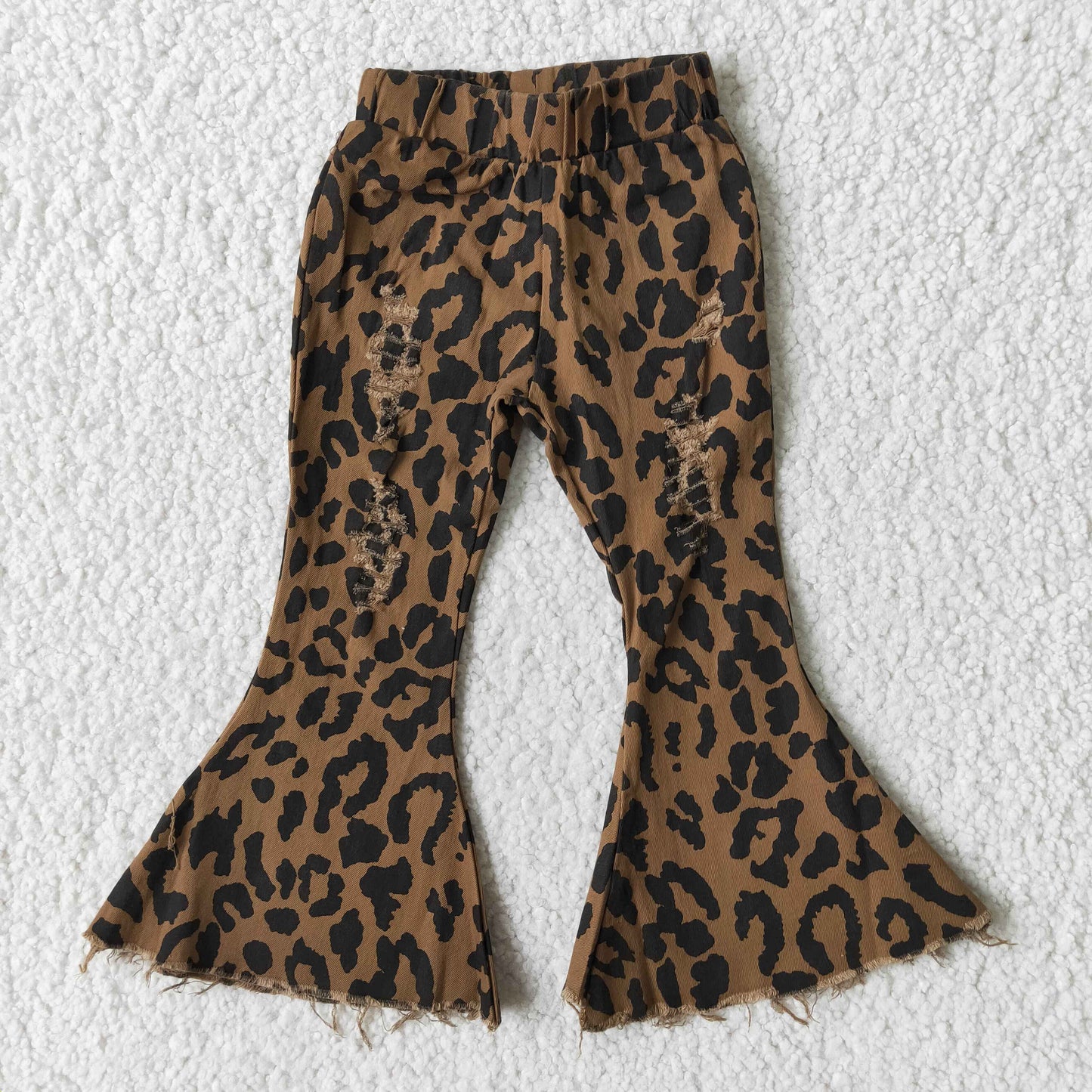 B3-28 Baby Girls Denim Leopard Jeans Bell Pants