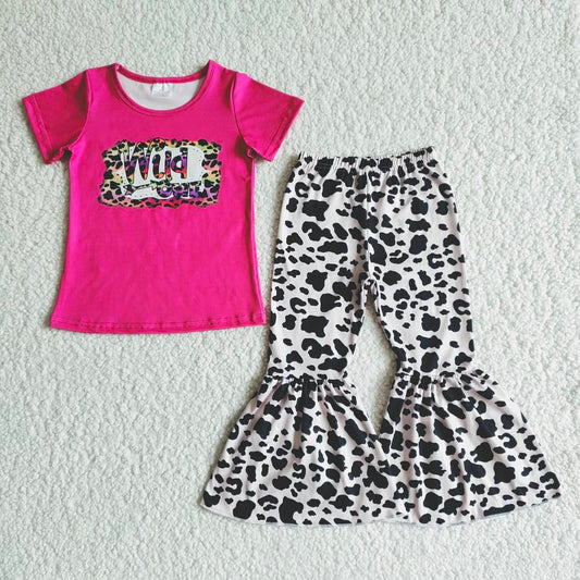 Baby Girl Wild One Leopard Bell Pants Birthday Outfit